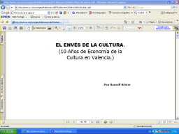 El envs de la cultura. Diez aos de Economa de la Cultura en Valencia