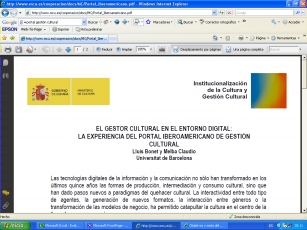 El gestor cultural en el entorno digital: La experiencia del portal iberoamericano de gestión cultural