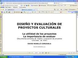 Diseño y evaluación de proyectos culturales